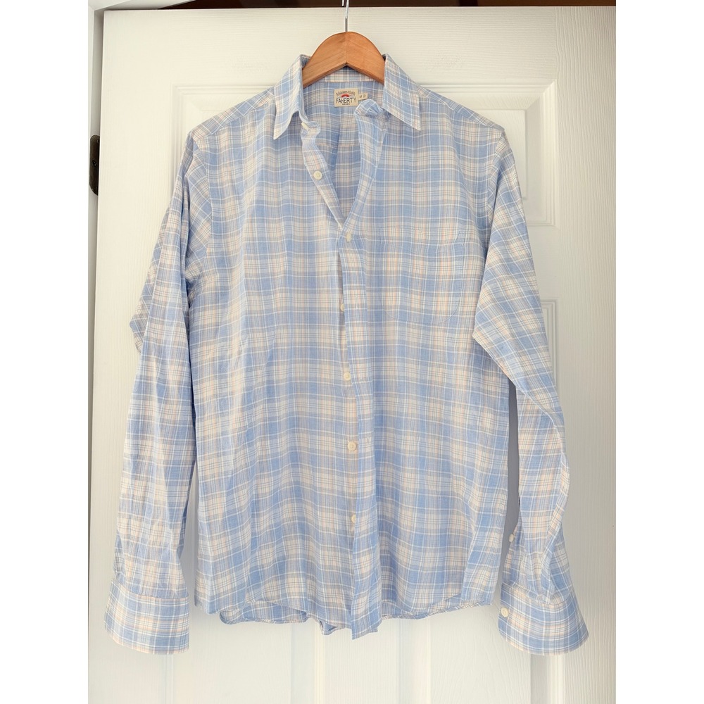 Faherty Mens Plaid Button Down Shirt Preppy Casual